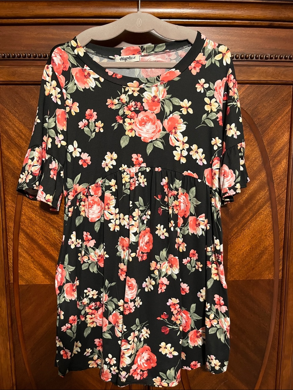 Haptics Black Floral Flowy Dress